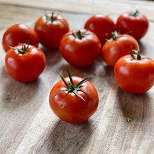 Load image into Gallery viewer, 9 fresh red tomatoes on a wooden board
