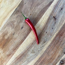 Load image into Gallery viewer, fresh red chilli on a wooden board
