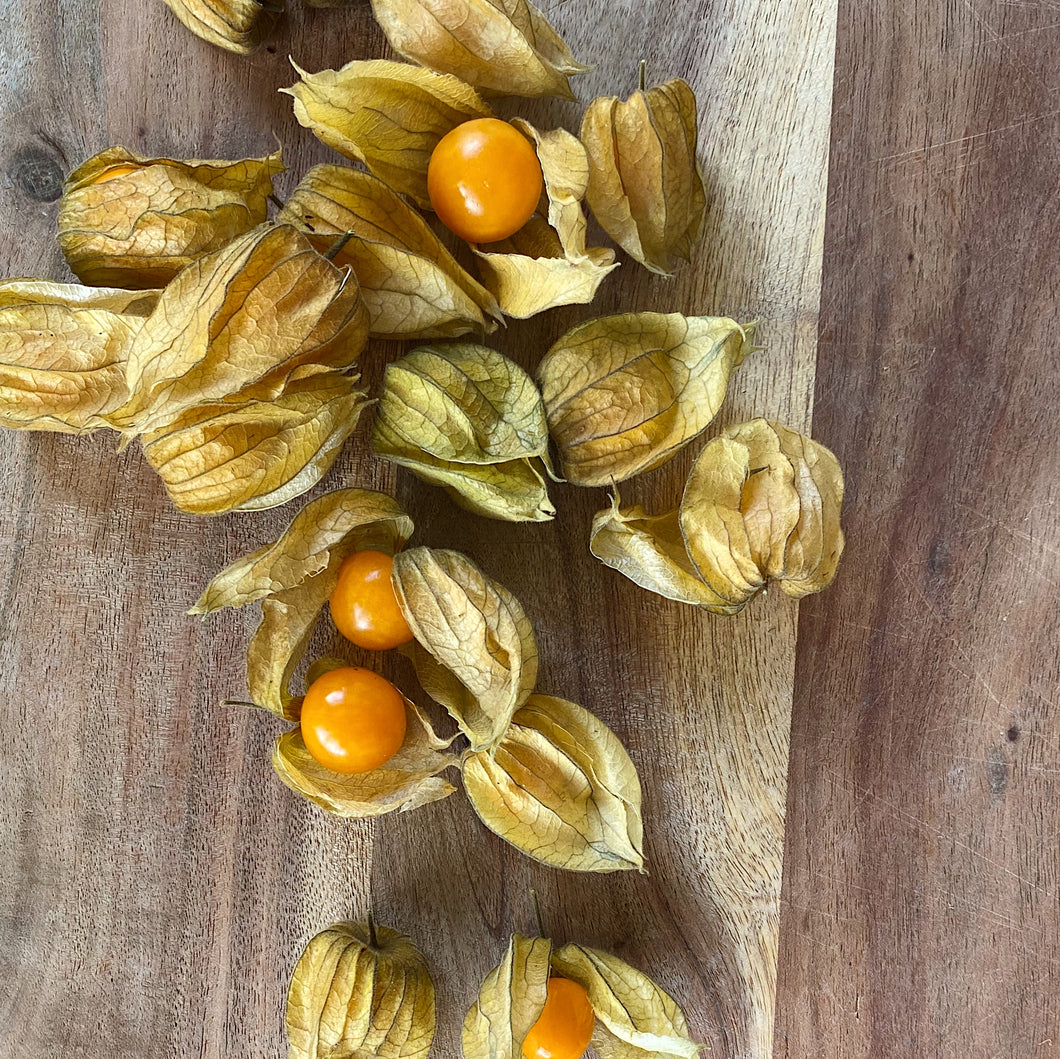 physalis on a wooden board 