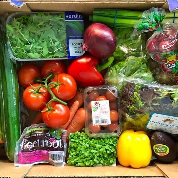 mixed box of salad ingredients